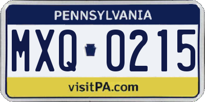 PA license plate MXQ0215