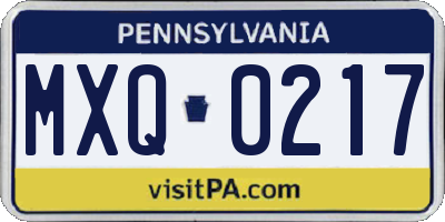 PA license plate MXQ0217