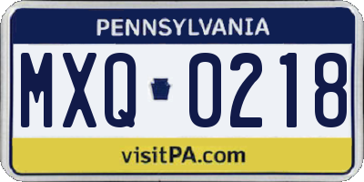 PA license plate MXQ0218