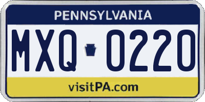 PA license plate MXQ0220