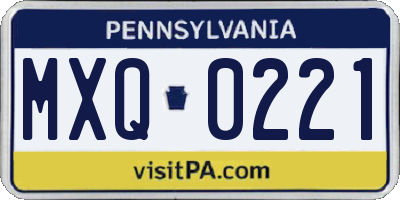 PA license plate MXQ0221
