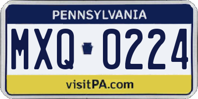 PA license plate MXQ0224