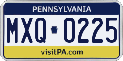 PA license plate MXQ0225