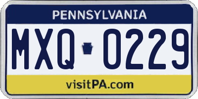 PA license plate MXQ0229