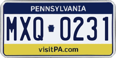 PA license plate MXQ0231