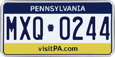 PA license plate MXQ0244