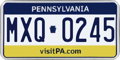 PA license plate MXQ0245