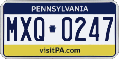 PA license plate MXQ0247
