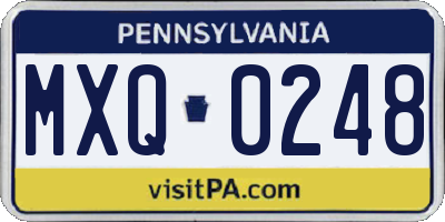 PA license plate MXQ0248