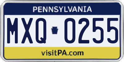 PA license plate MXQ0255
