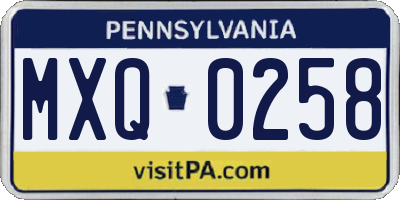 PA license plate MXQ0258