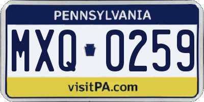 PA license plate MXQ0259