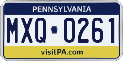 PA license plate MXQ0261
