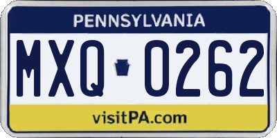 PA license plate MXQ0262
