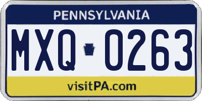 PA license plate MXQ0263