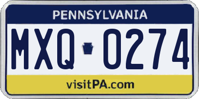 PA license plate MXQ0274