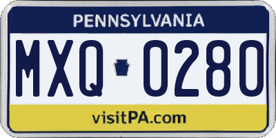 PA license plate MXQ0280