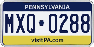 PA license plate MXQ0288