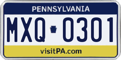 PA license plate MXQ0301