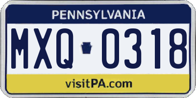 PA license plate MXQ0318