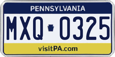 PA license plate MXQ0325