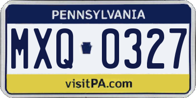 PA license plate MXQ0327