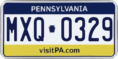 PA license plate MXQ0329