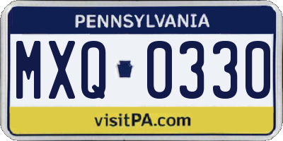 PA license plate MXQ0330