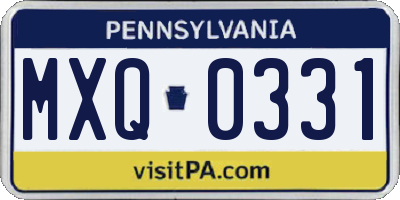 PA license plate MXQ0331