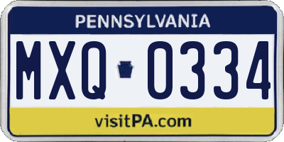PA license plate MXQ0334