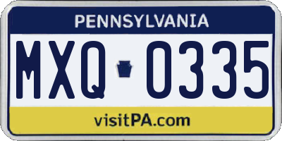PA license plate MXQ0335