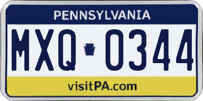 PA license plate MXQ0344