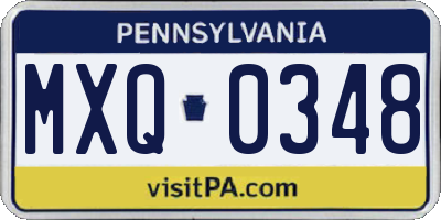 PA license plate MXQ0348