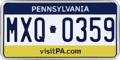 PA license plate MXQ0359