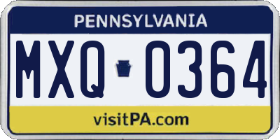 PA license plate MXQ0364