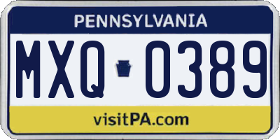 PA license plate MXQ0389