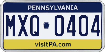 PA license plate MXQ0404