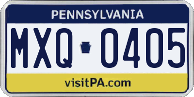 PA license plate MXQ0405