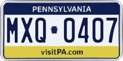 PA license plate MXQ0407