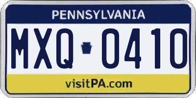 PA license plate MXQ0410