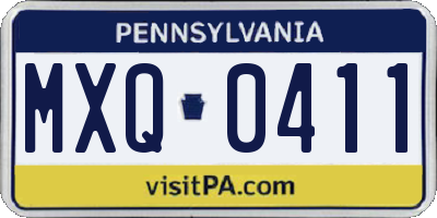 PA license plate MXQ0411