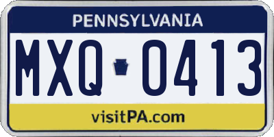 PA license plate MXQ0413