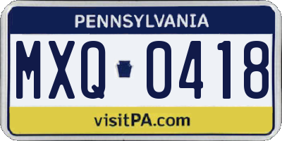 PA license plate MXQ0418