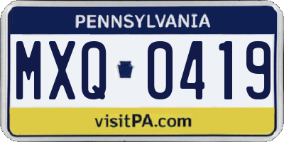 PA license plate MXQ0419