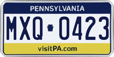 PA license plate MXQ0423