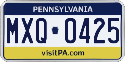 PA license plate MXQ0425