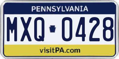 PA license plate MXQ0428
