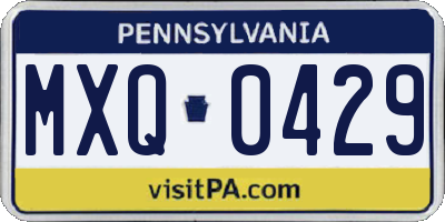 PA license plate MXQ0429