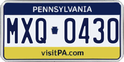 PA license plate MXQ0430