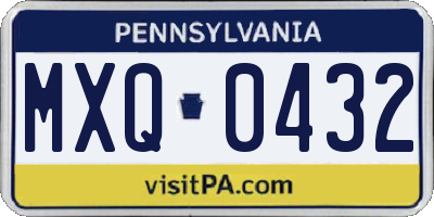 PA license plate MXQ0432